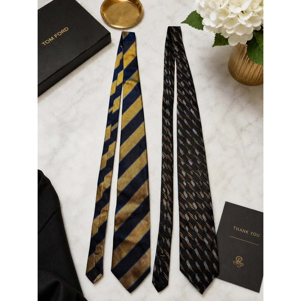 Jos A Bank Ferrell Reed Nordstrom Silk Tie Bundle Mens Gold Navy Black Patterned